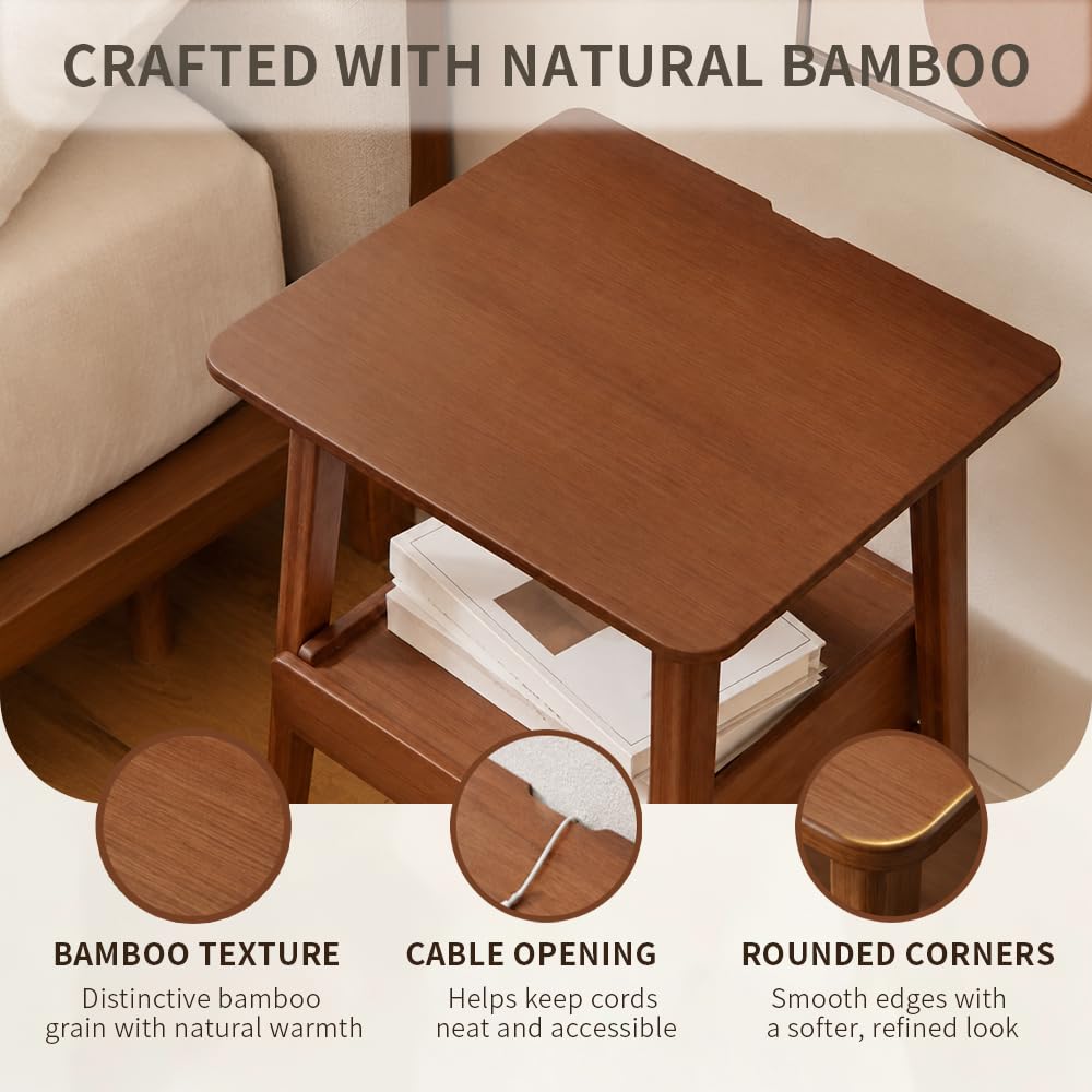 Bamboo Nightstand with Drawer