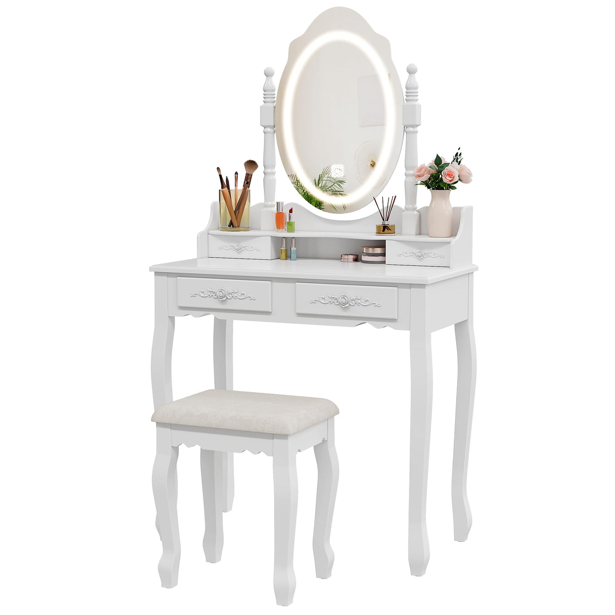 LED Mirror Vanity Desk Set