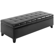 HOMCOM 51" Ottoman Storage Bench, Tufted Bench for End of Bed, Black
