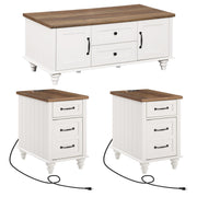 3-Piece Coffee Table Set with End Tables & Charging Station