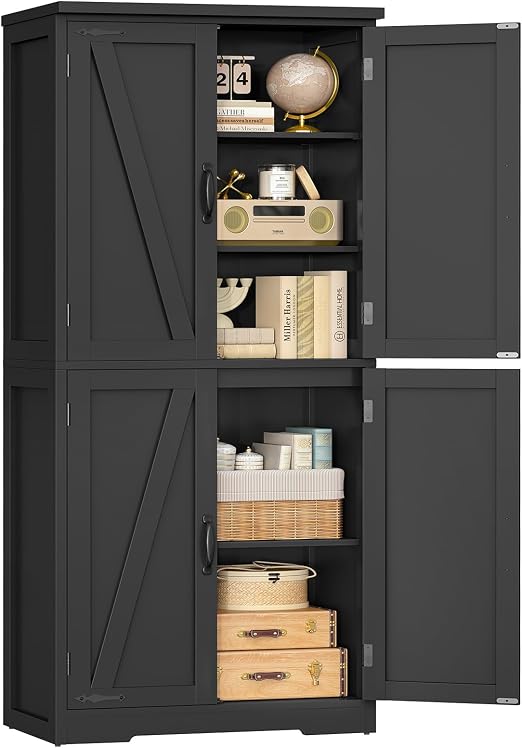 4-Door Storage Cabinet 58"H with Adjustable Shelf
