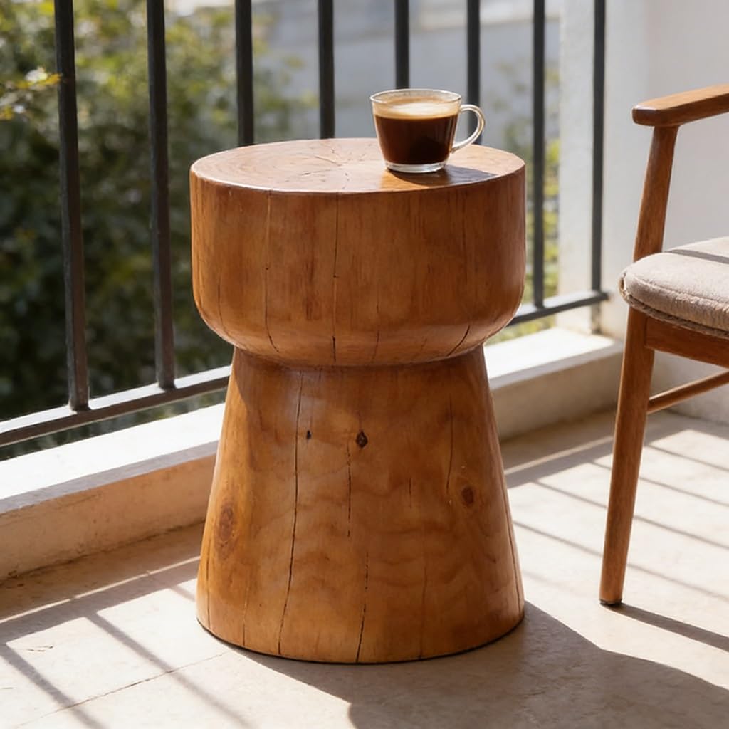 Solid Wood Hourglass Side Table