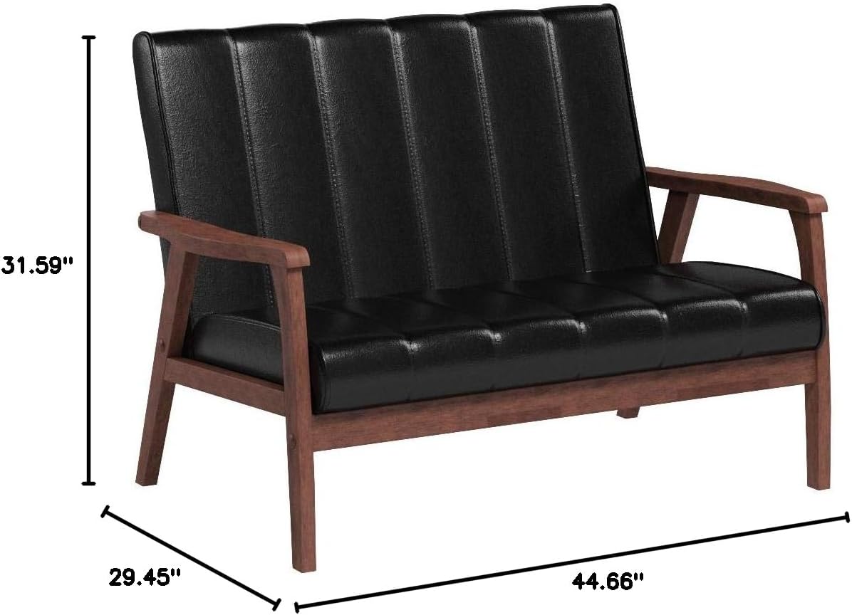 Baxton Studio BBT8011A2-Black Loveseat Love Seats, 29.45LX44.66WX31.59H, Black