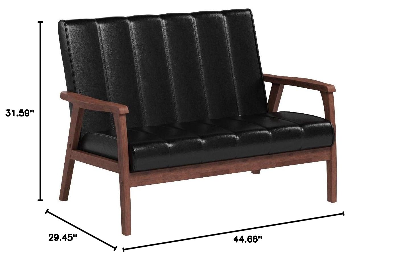 Baxton Studio BBT8011A2-Black Loveseat Love Seats, 29.45LX44.66WX31.59H, Black