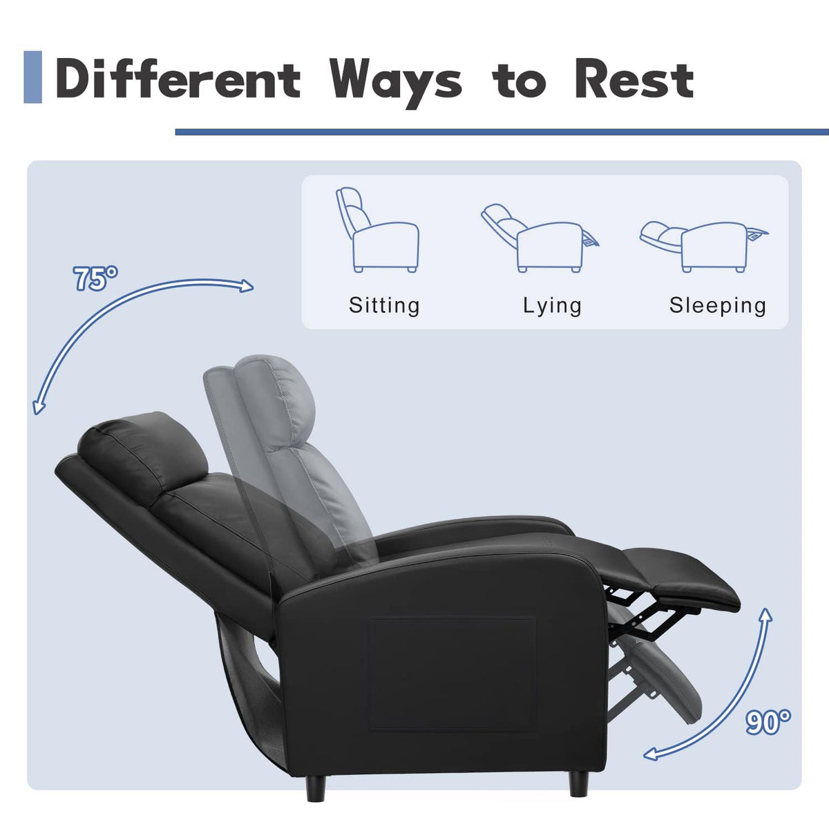 Furniwell Massage Recliner Chair for Living Room PU Leather Reclining Chair