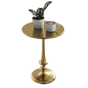 Lavish Home Iron Pedestal Table, Antiqued Gold Side Table, 16”W x 22”H