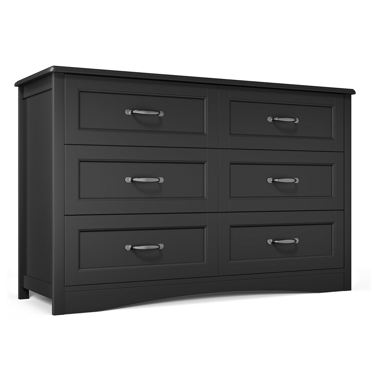 Gizoon 47" 6 Drawer Dresser, Black Wide Chest of Drawers for Bedroom