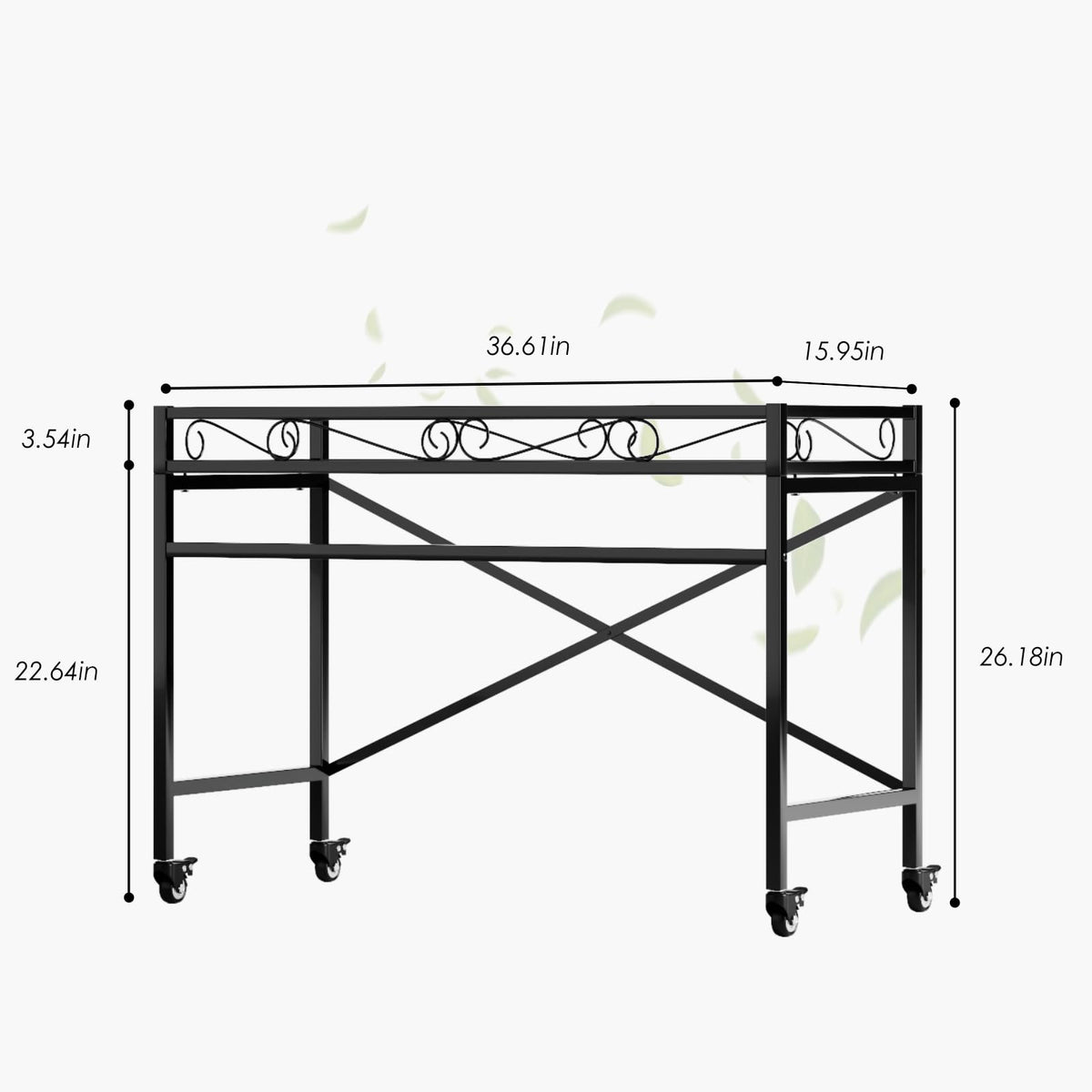 Zhongma Window Height Sturdy Metal Plant Stand with Wheels, 36.6 x 16 x 26.2 in High, Heavy Duty Succulent Shelf for Home Indoor and Outdoor, 220 LBS Capacity & Heavy Duty Construction