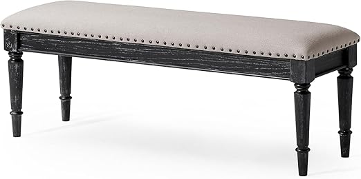Wooden Upholstered Bench with Padded Seat