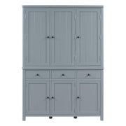 Tall Kitchen Pantry Storage Cabinet with 6 Doors, 3 Drawers & Pull-Out Trays