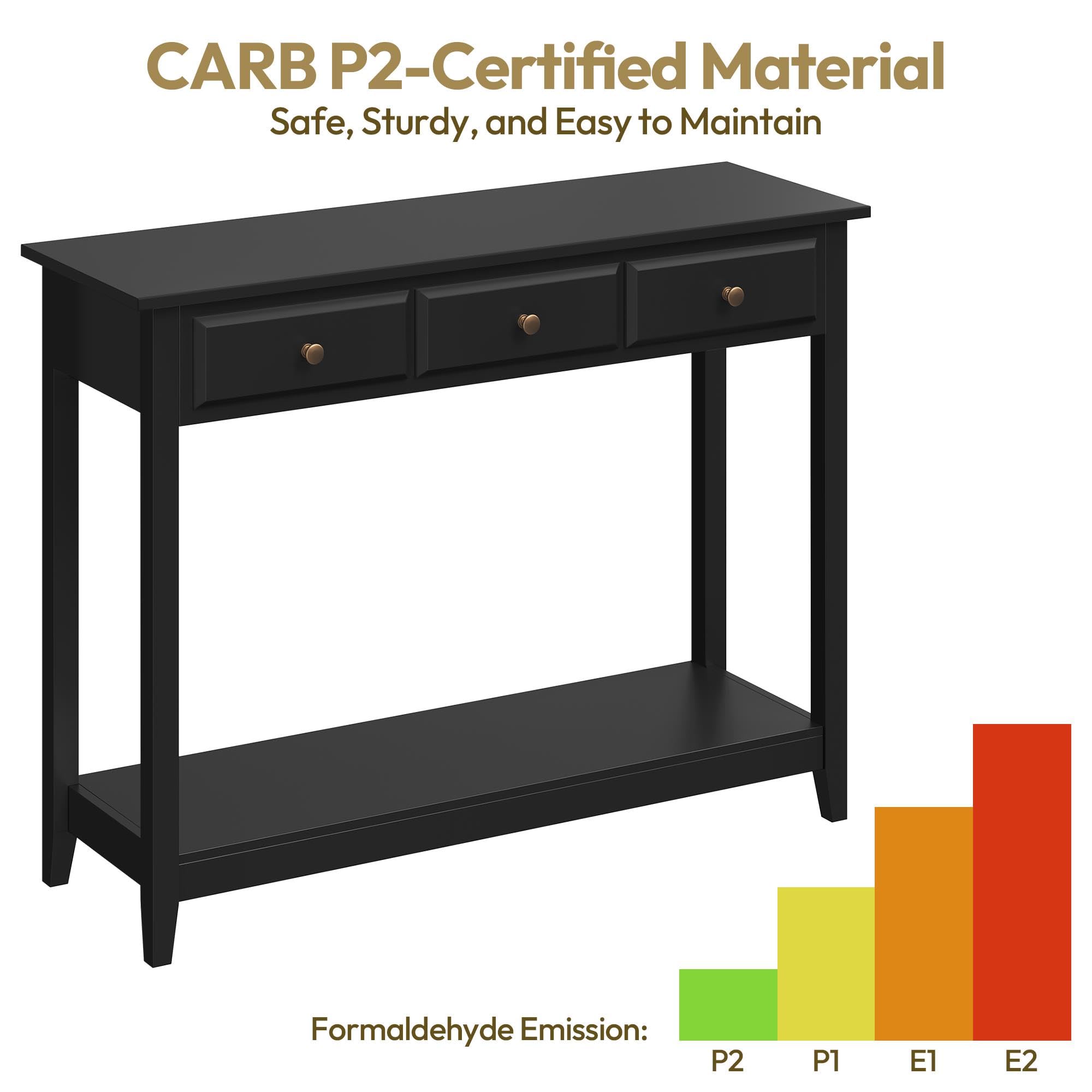 Console Table with 3 Drawers & Storage Shelf