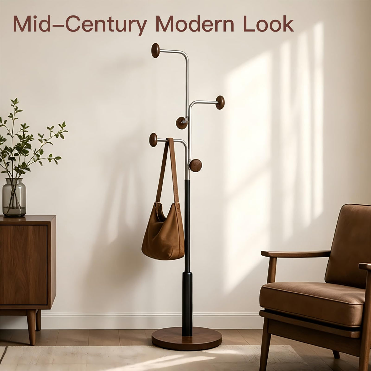 Freestanding Coat Rack with Wood Base