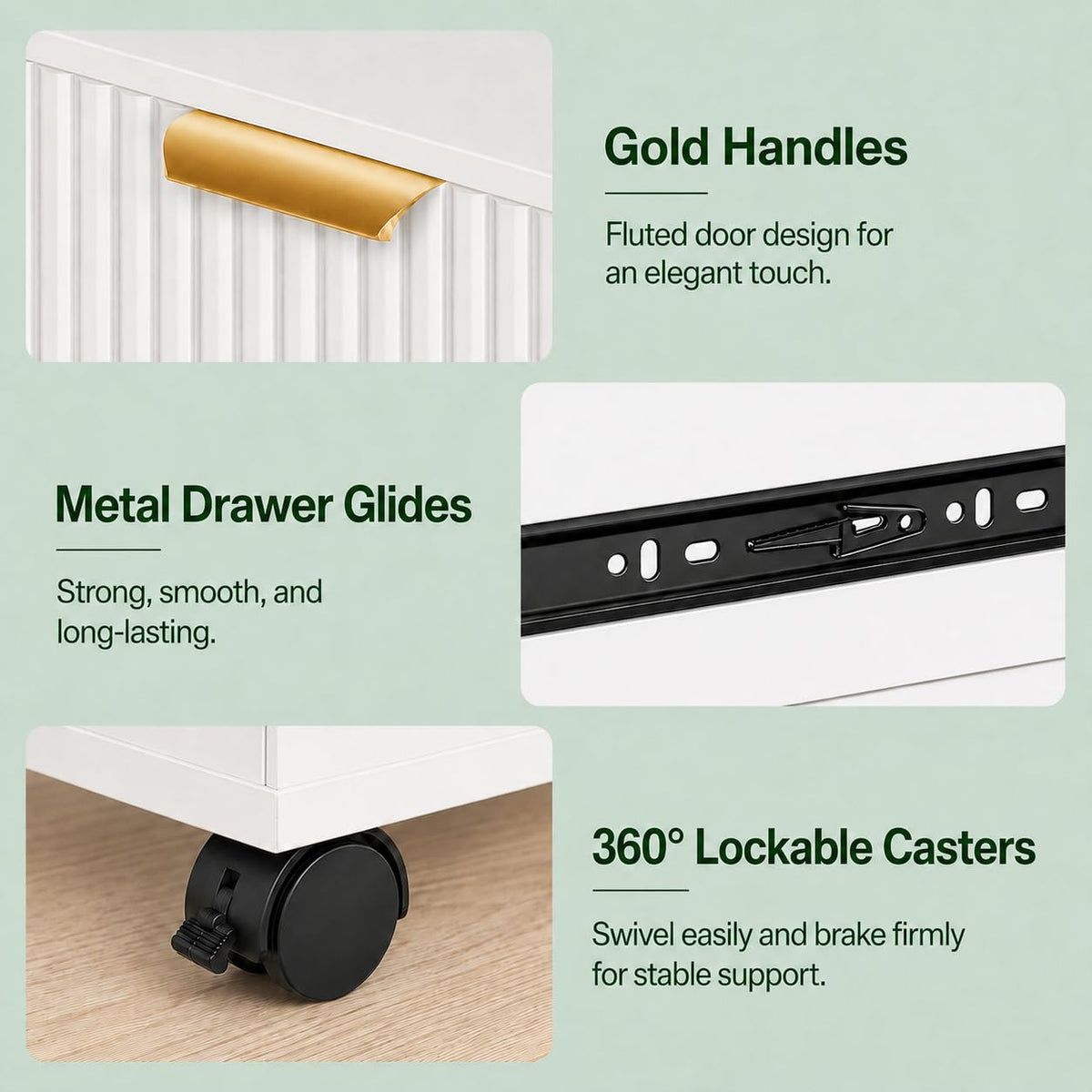 Fluted Rolling File Cabinet