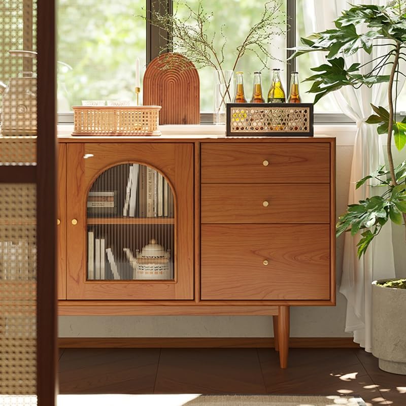 HEAIQI Sideboard Kitchen Cupboard 160x40x95cm Solid Wood Bar Sideboard Living Room Japanese Storage Cabinet, Entrance Table Decorative Furniture Cupboard Bar Cabinet