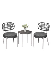 3-Piece Wicker Patio Bistro Set with Tempered Glass Table