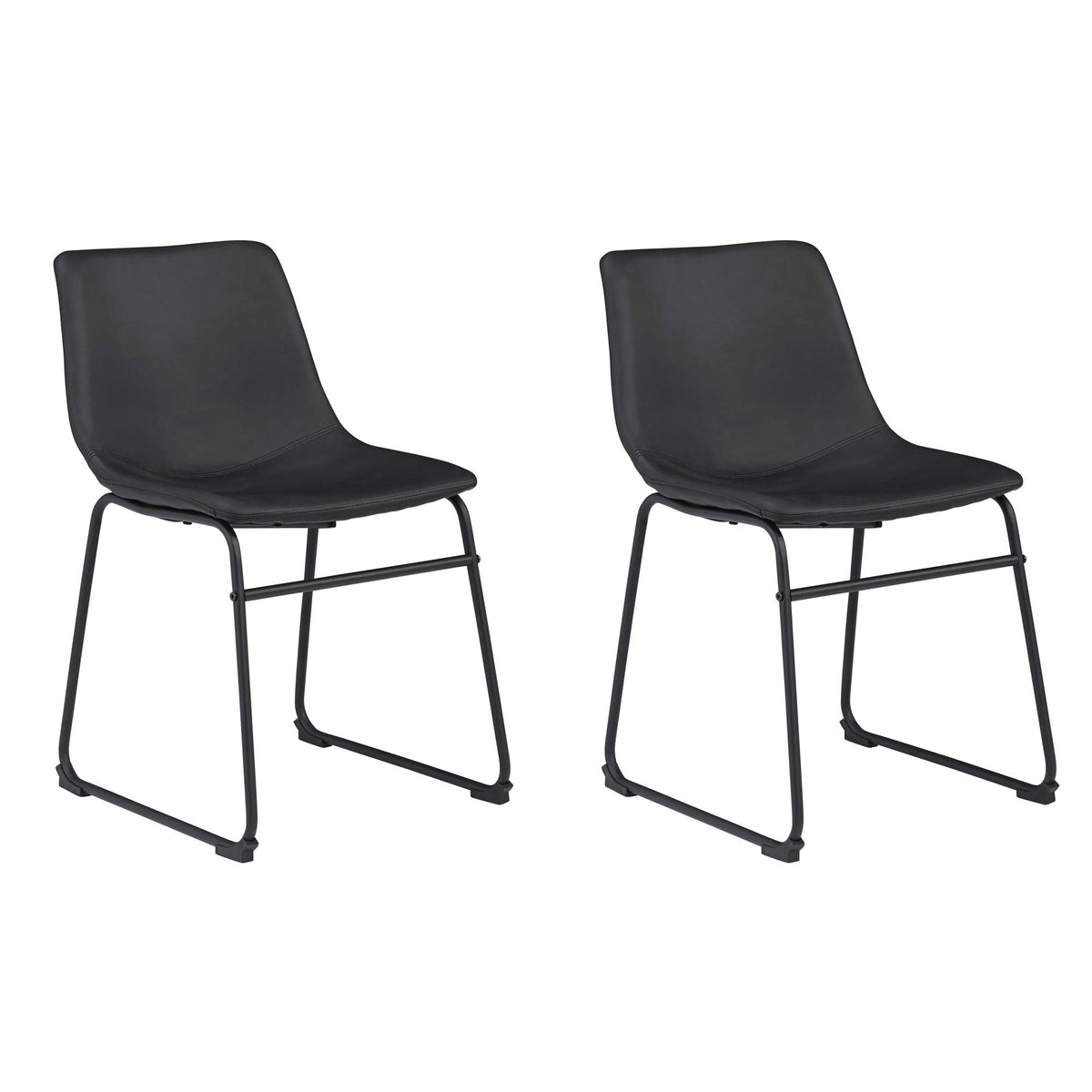Signature Design by Ashley Centiar Mid Century Round Dining Room Table, Gray & Black and Bucket Chairs, 2 Count, Black