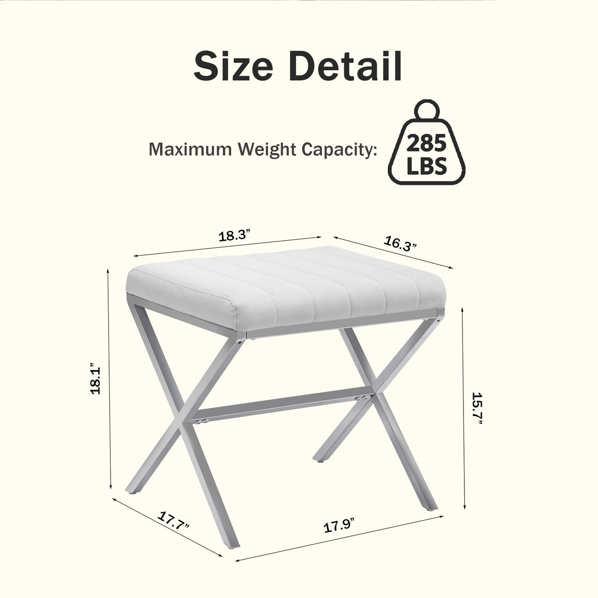 DUHOME Vanity Stool,Modern PU Leather Ottoman Stool Chair