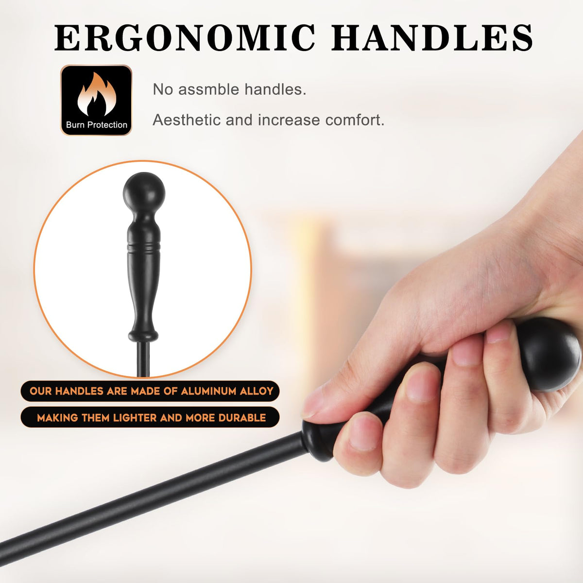 Round-Base Fireplace Tool Set
