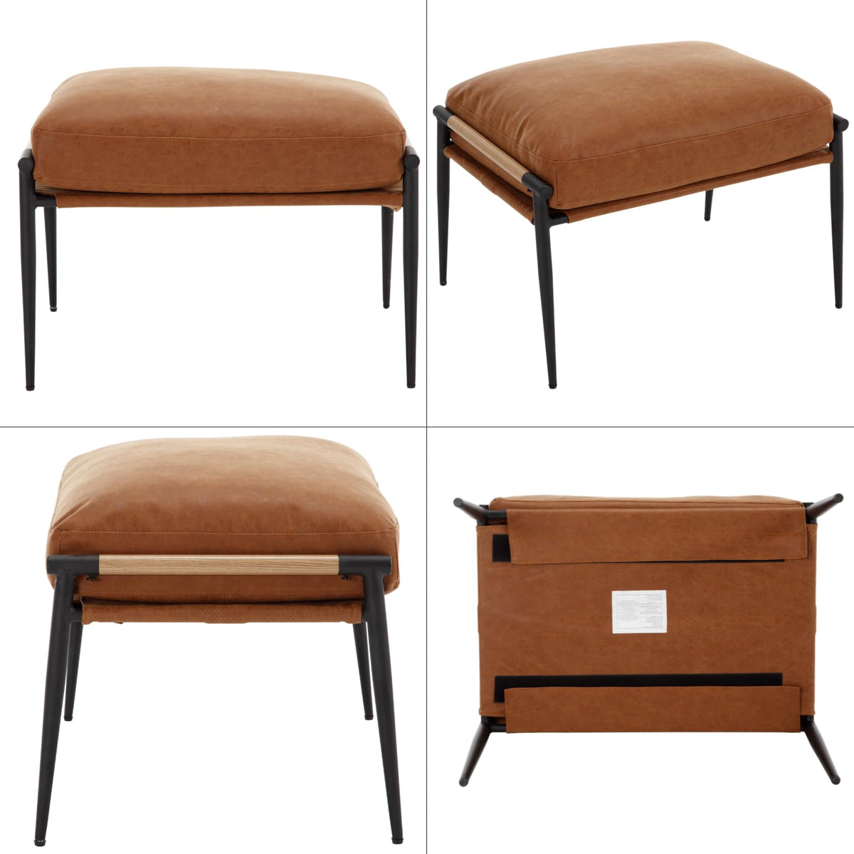 Brown PU Leather Ottoman