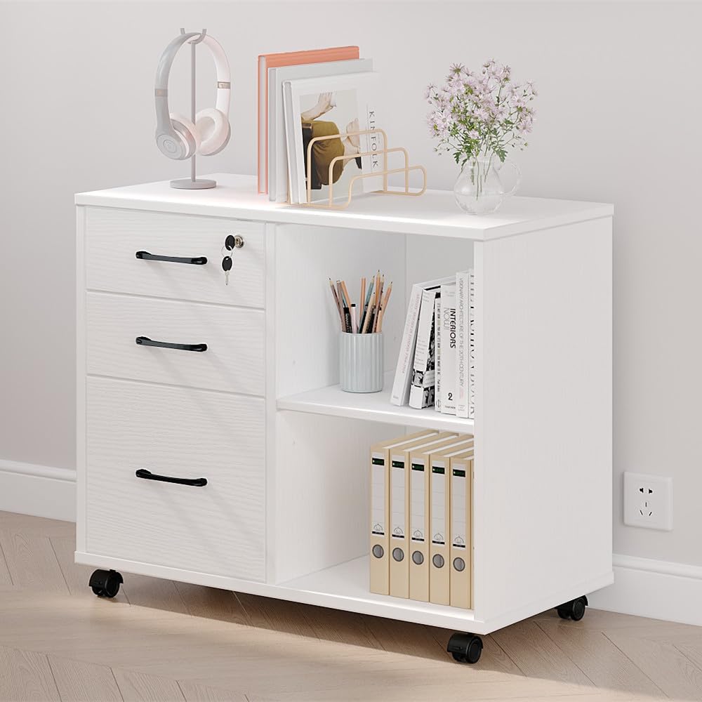 3-Drawer Rolling File Cabinet with Printer Stand