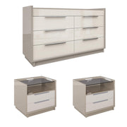 3-Piece Bedroom Dresser Set with LED & Charging Nightstands