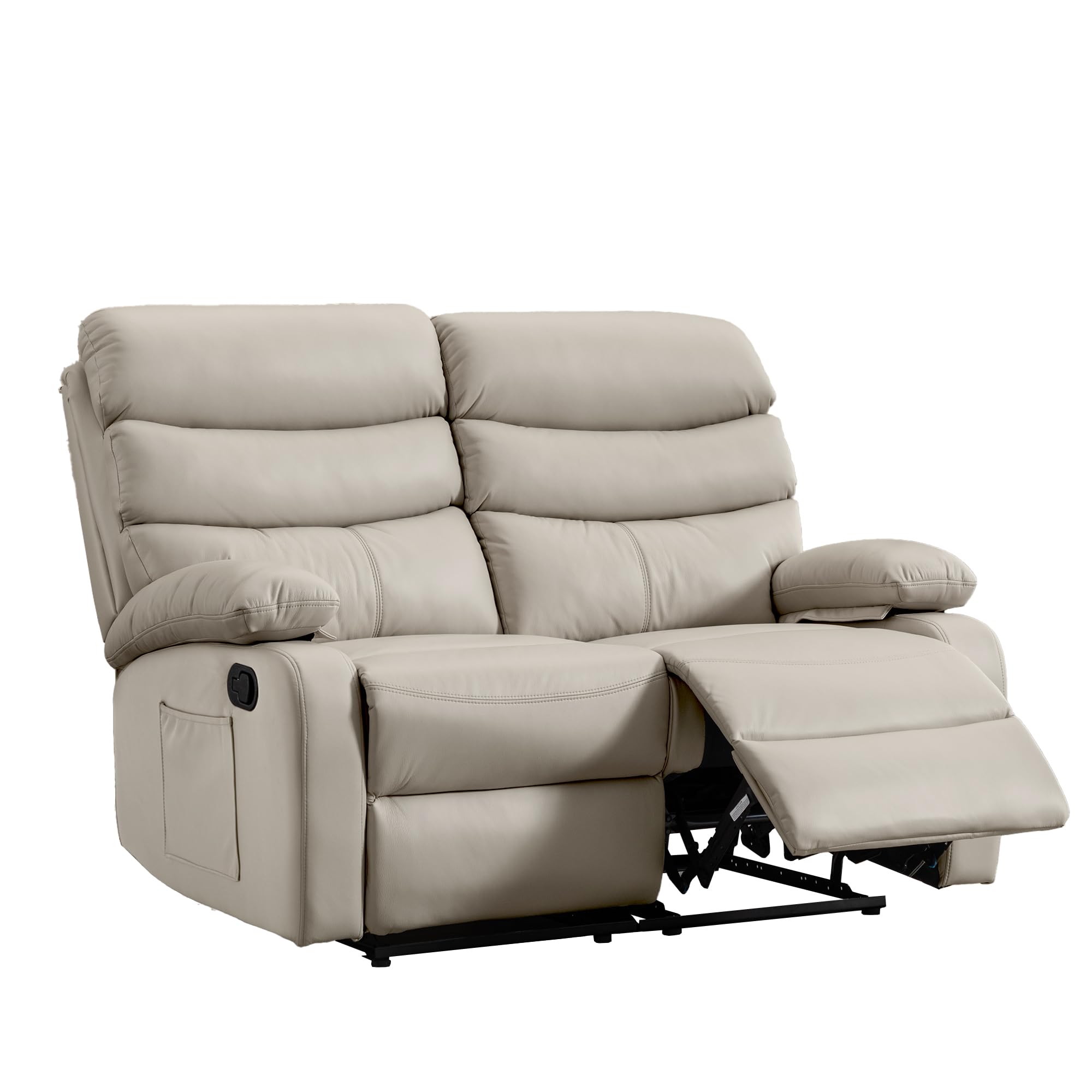 GNMLP2020 Reclining Loveseat Sofa, Anti-Scratch Leather Manual Loveseat Recliner with Side Pocket, Wall Hugger Loveseat Recliner for Living Room, RV, Home Theater(Beige)