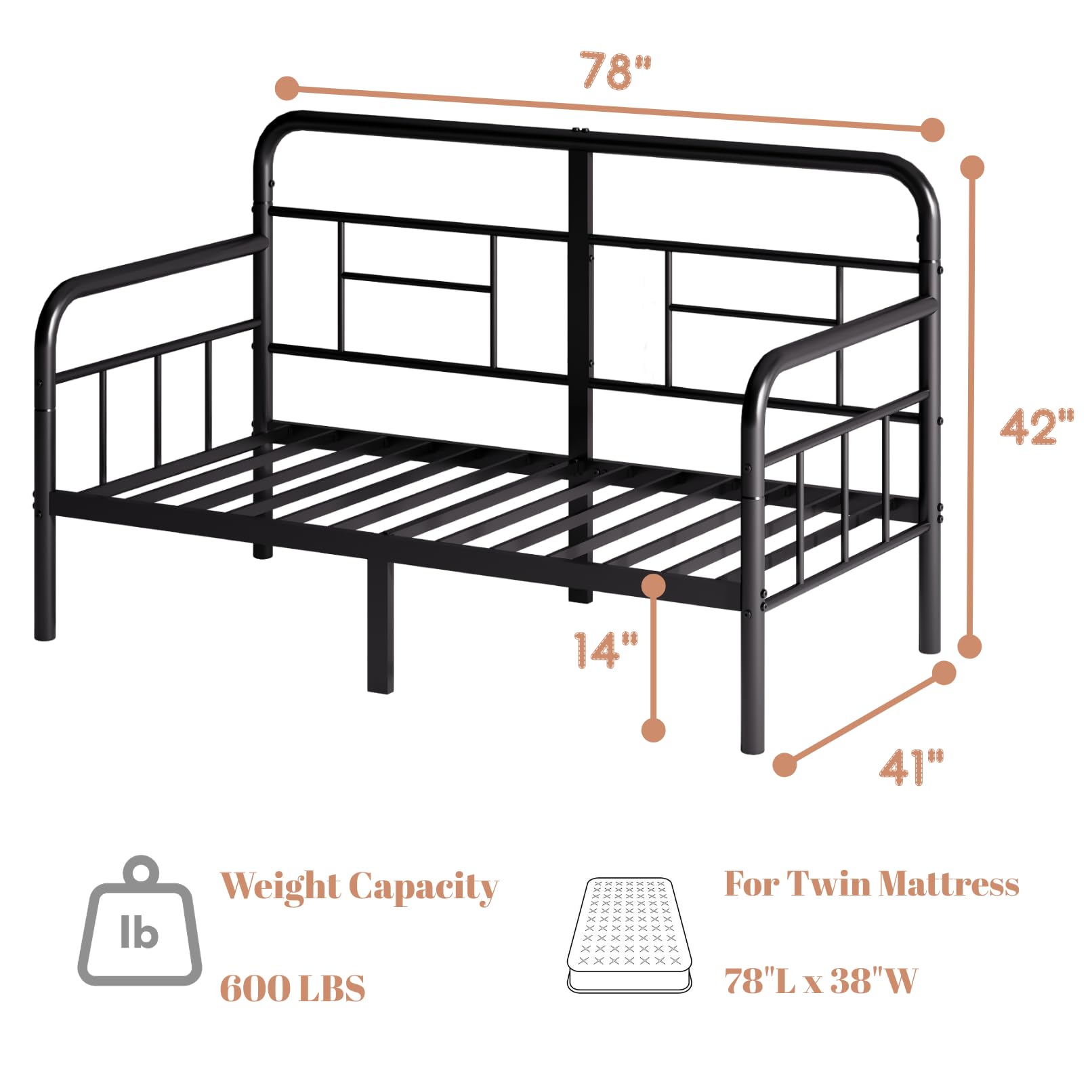 Twin Metal Daybed Frame with Storage