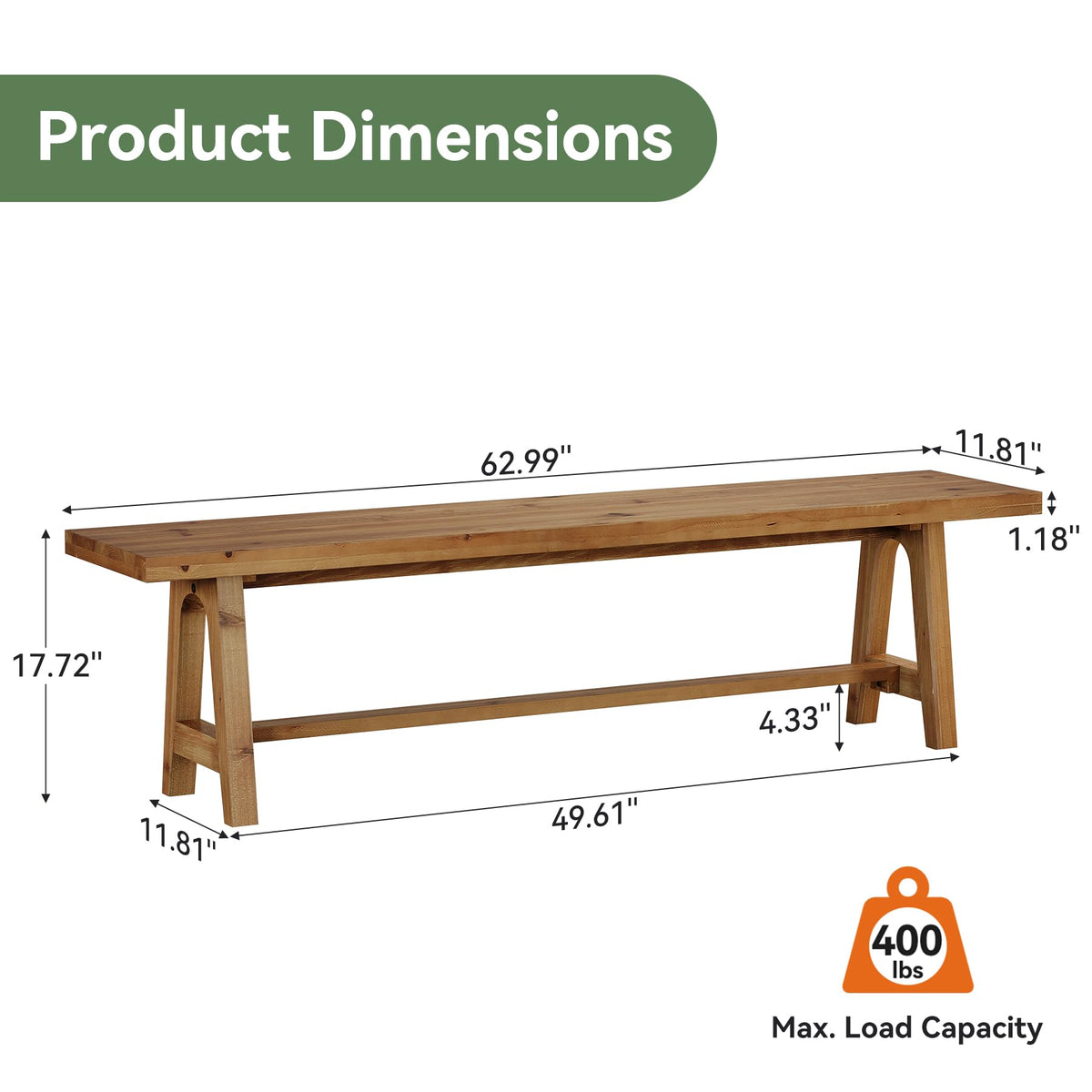 Rustic Solid Wood Entryway Bench