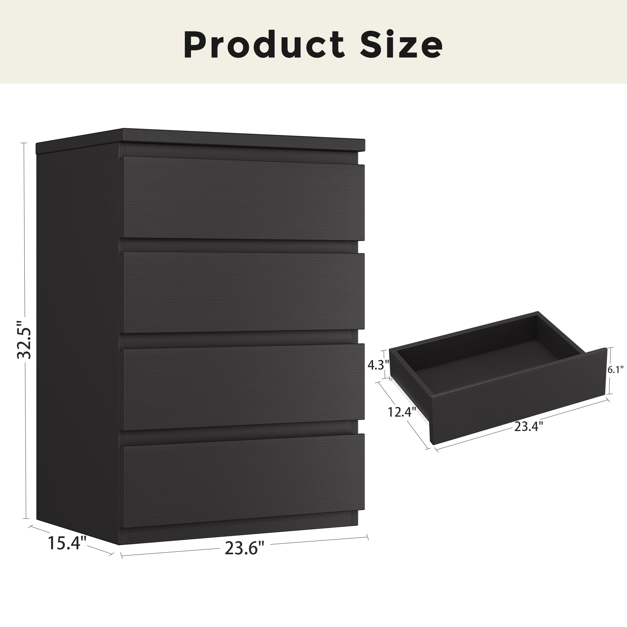 4-Drawer Dresser with Deep Storage