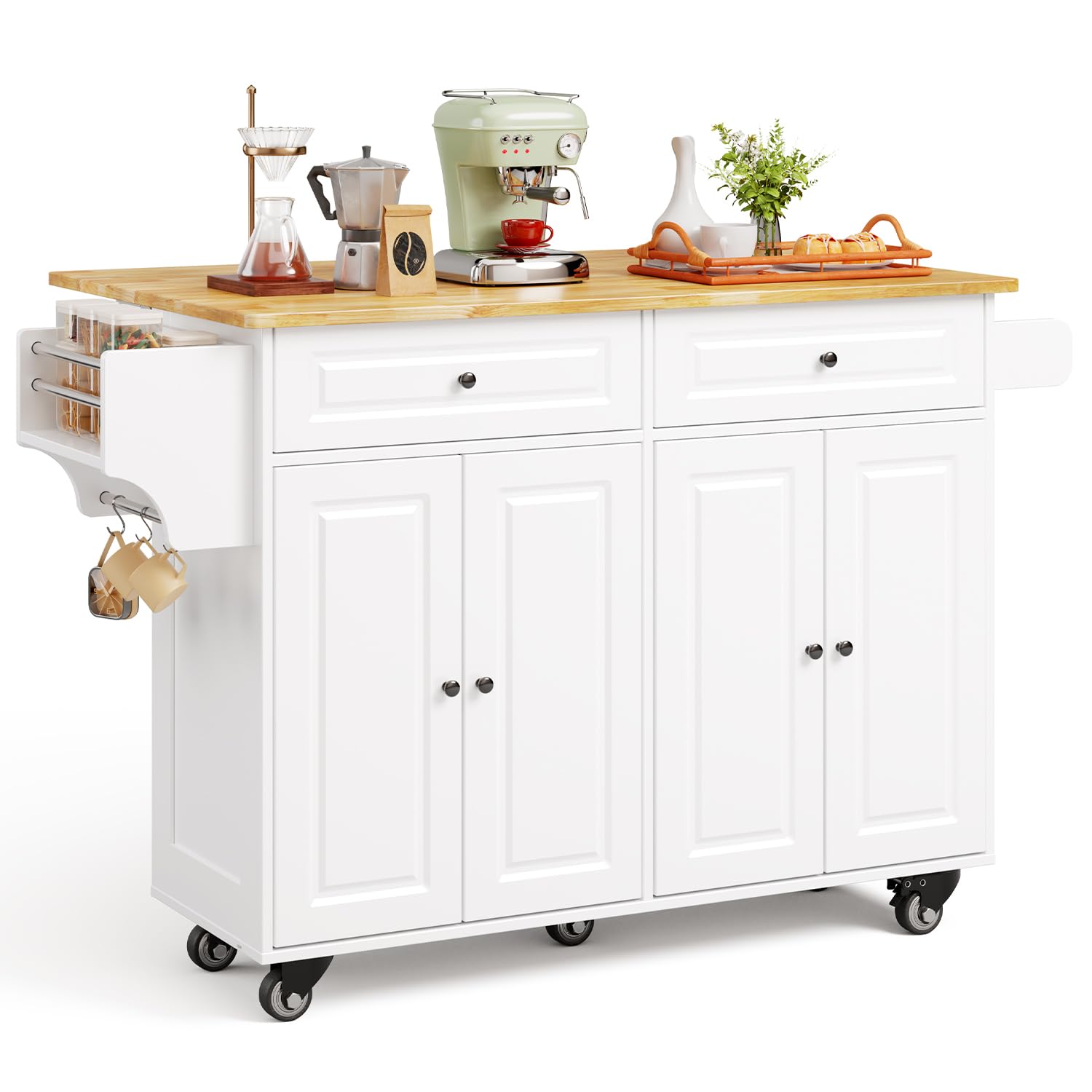 Kitchen Island with Storage & Rolling Wheels
