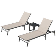 Foldable Patio Lounge Chair Set with Side Table