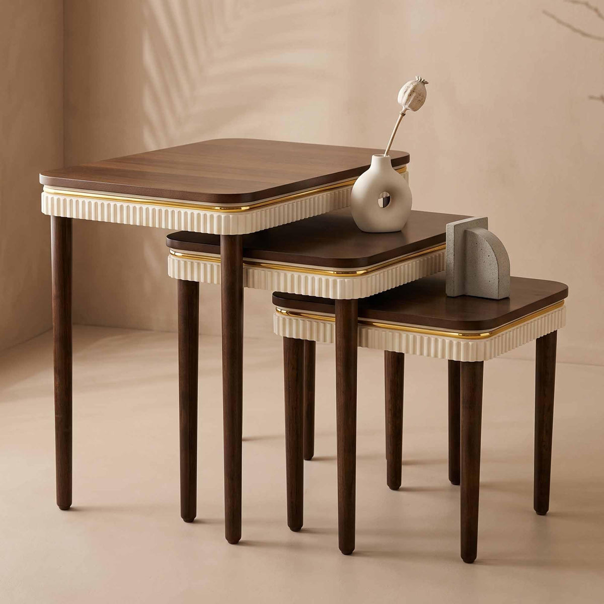 Walnut Nesting Tables Set of 3