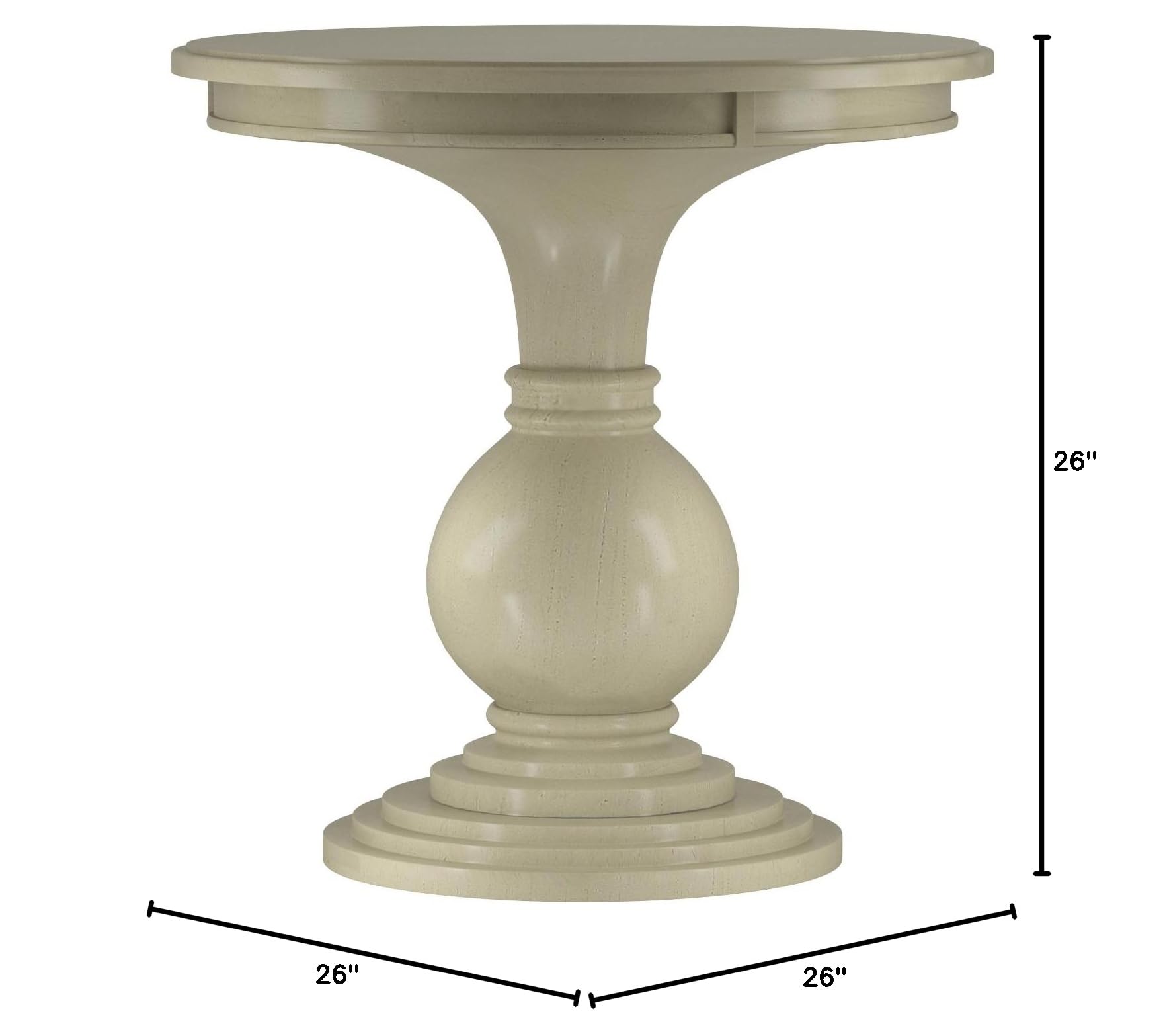 Round Pedestal End Table – Antique White