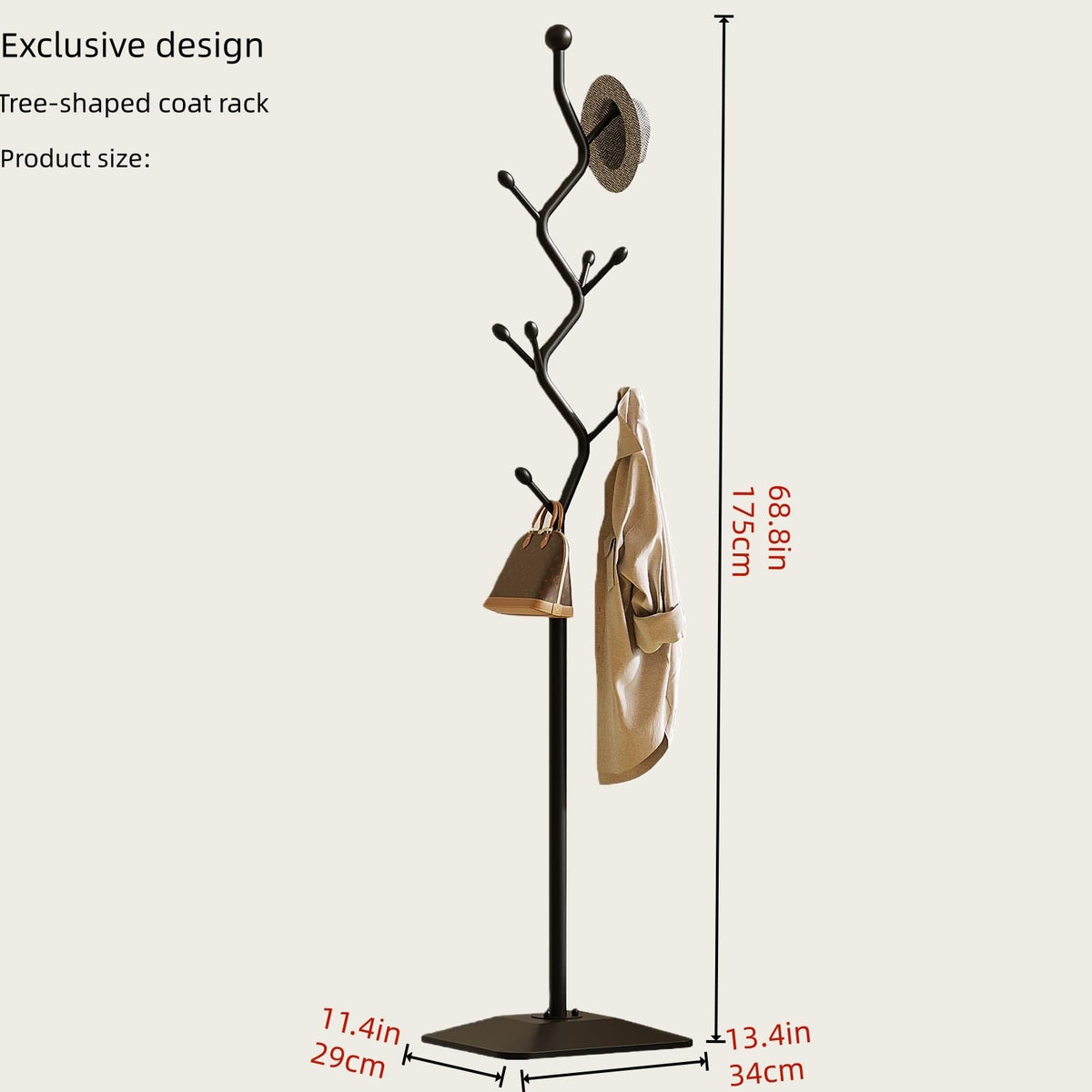 8-Hook Metal Coat Rack