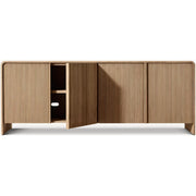 Reeded White Oak Sideboard Buffet with Adjustable Shelves