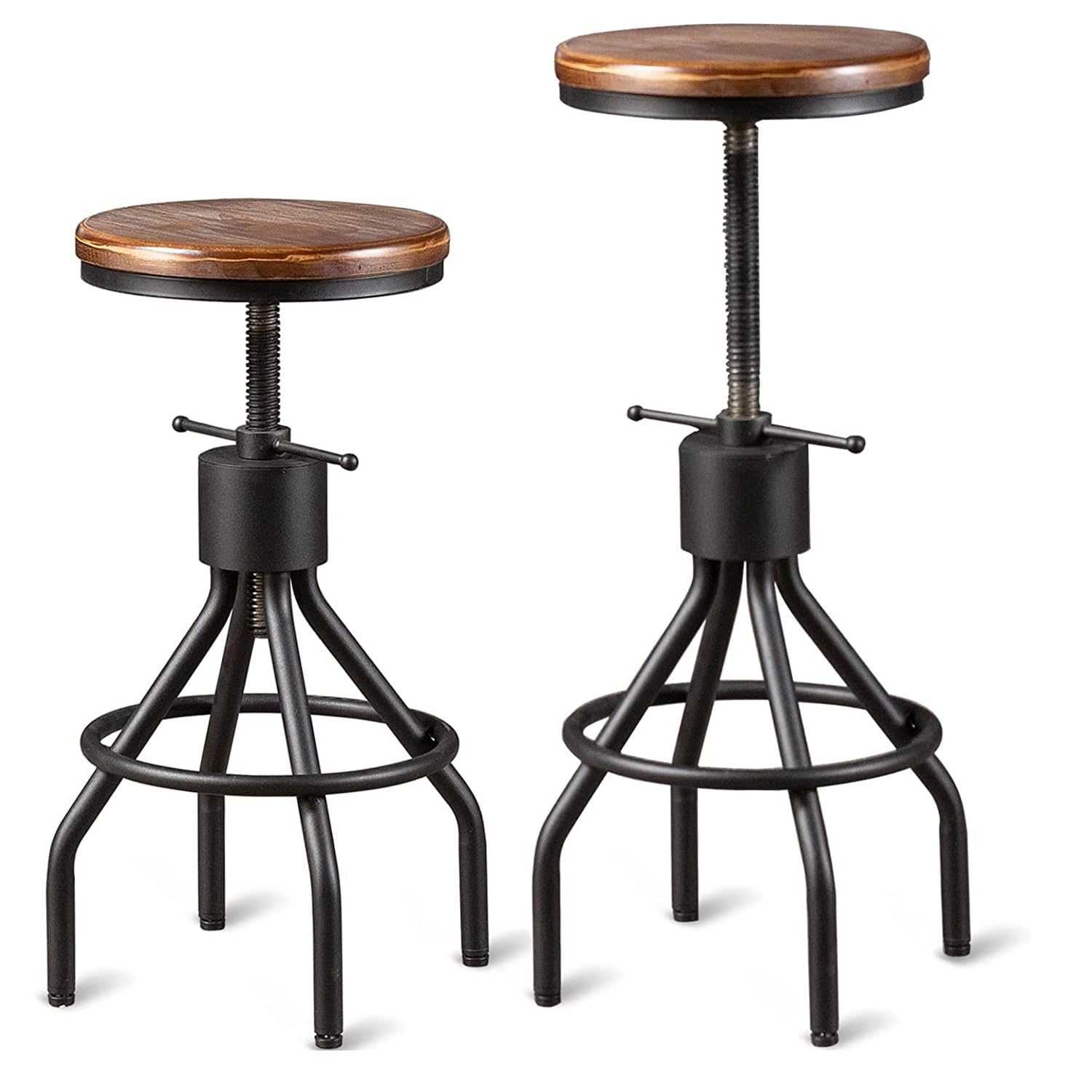 Industrial Bar Table & 2 Swivel Stools Set