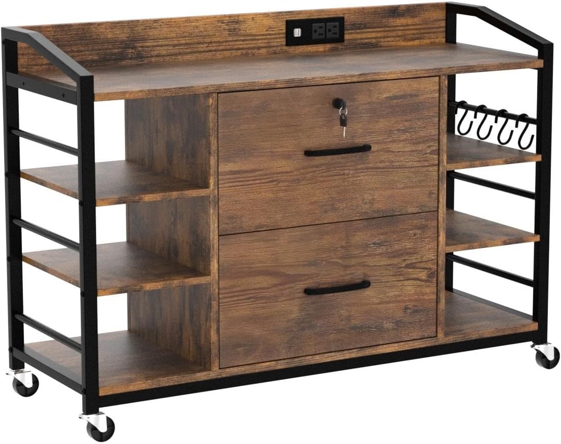 44" Lateral File Cabinet with Lock & Power Strip