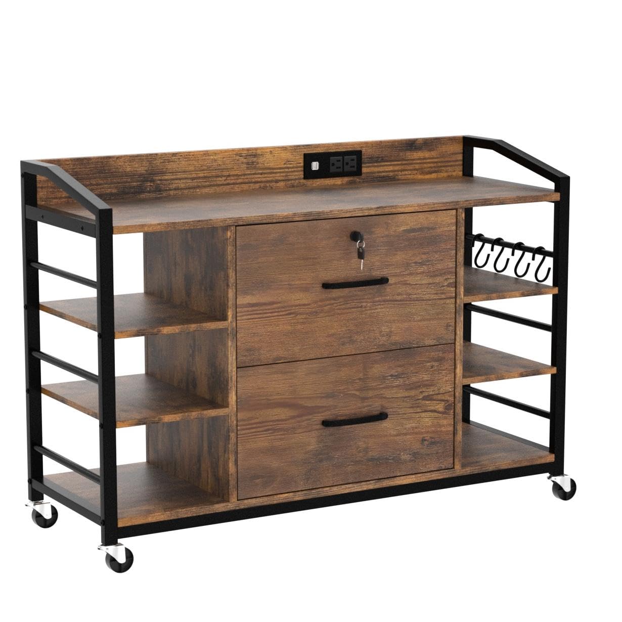 44" Lateral File Cabinet with Lock & Power Strip