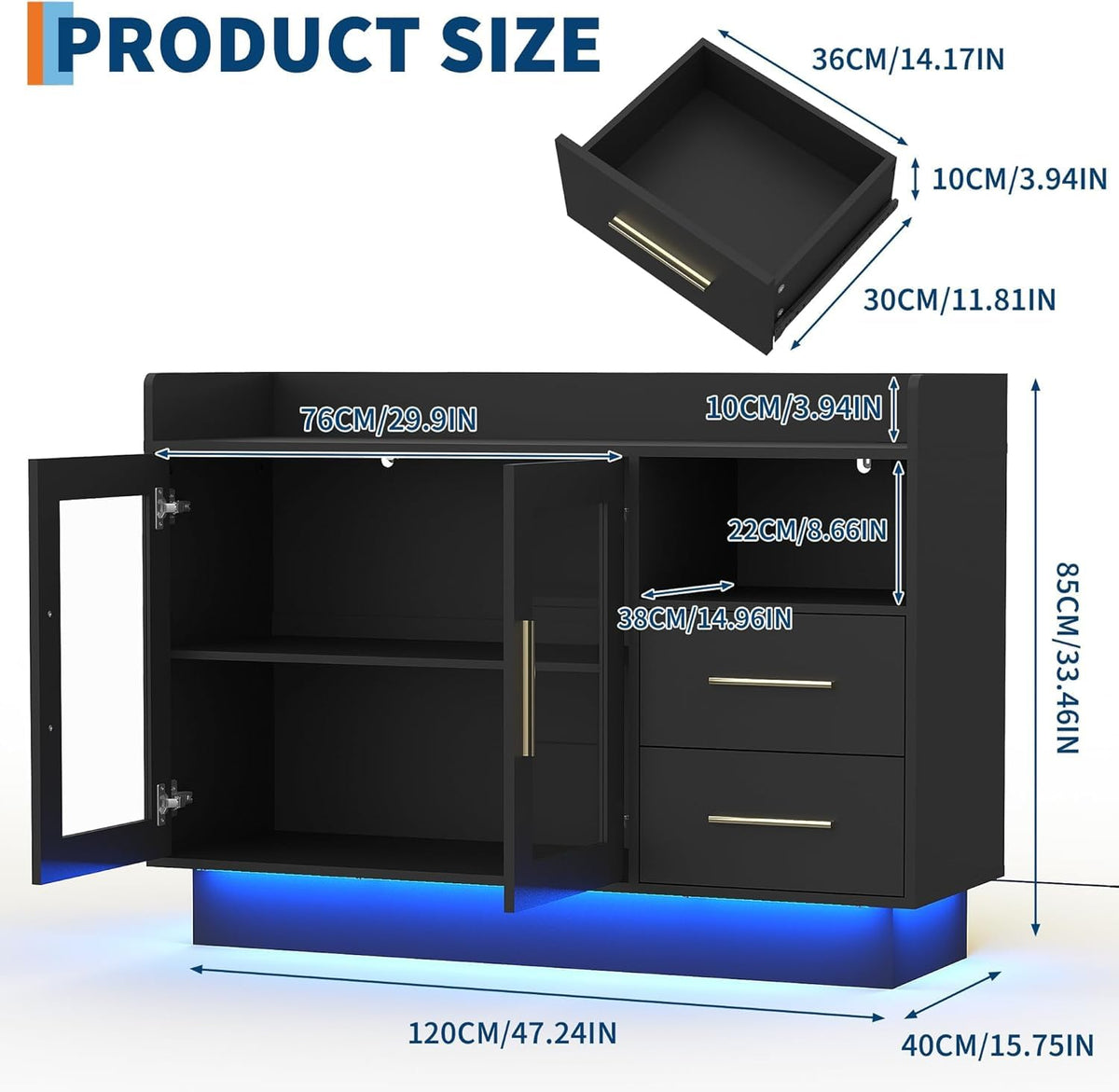 LED Glass Door Wine Cabinet