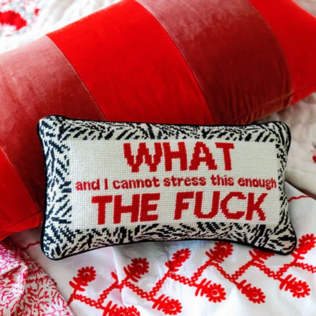 Needlepoint Decorative Throw Pillow – WTF