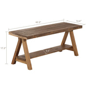 Farmhouse Wood Bench – Rustic Indoor Entryway & Bedroom Bench