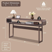 IFGET 63-Inch Long Console Table, 31.5" Tall Modern Entryway Table with Open Storage Shelf, Curved Profile Design, Narrow Wood Sofa Table Behind Couch Tables for Living Room, Hallway, Foyer, Brown