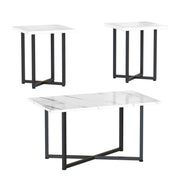 White Faux Marble Coffee Table Set