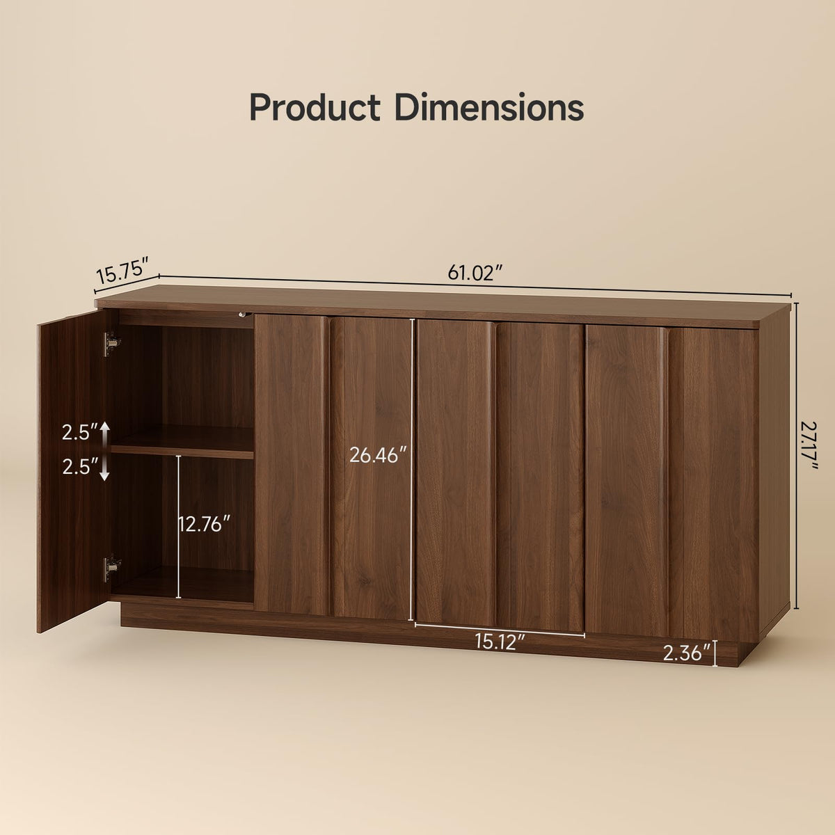 Fluted Walnut Sideboard