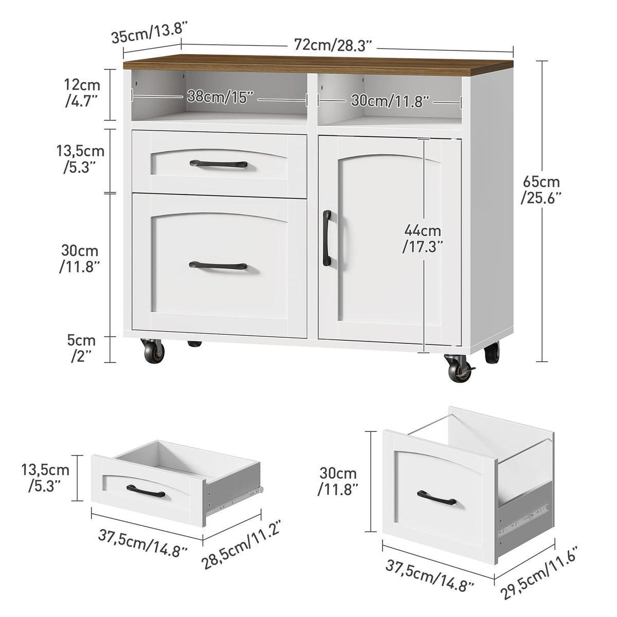 2-Drawer Mobile File Cabinet