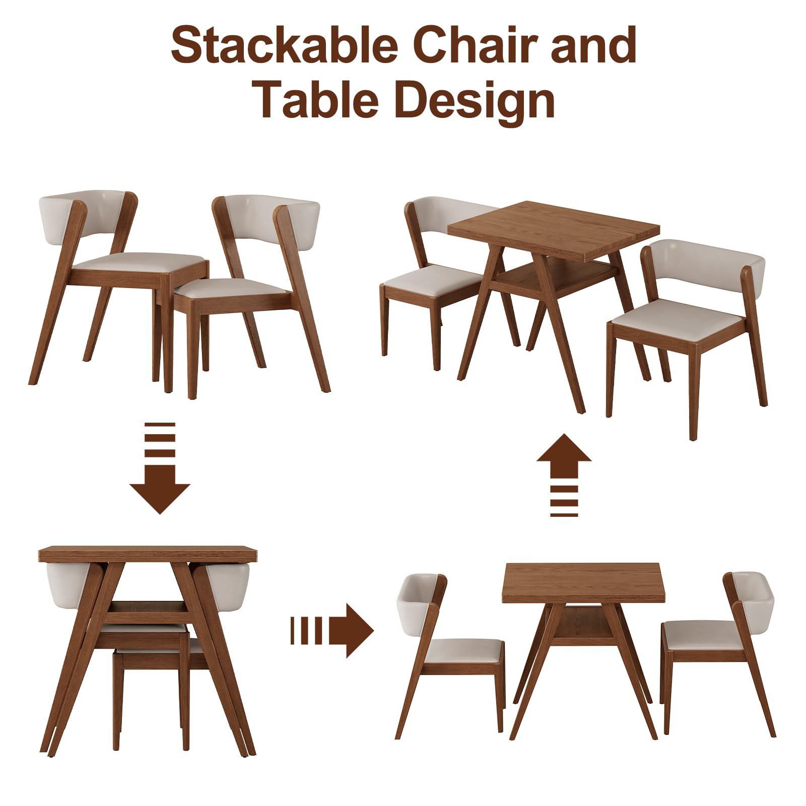 Solid Wood Outdoor Dining Table Set with Upholstered Chairs, 3-Piece