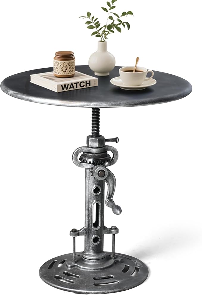 Round Industrial Adjustable Crank Table