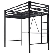 Twin Size Metal Loft Bed with Removable Ladder, Guardrail & Metal Slats