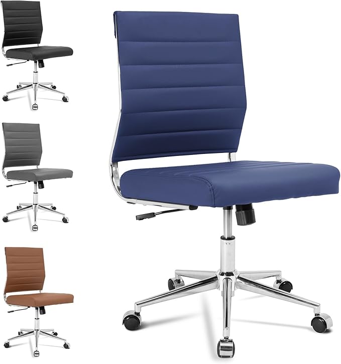 Armless Mid-Back Ergonomic Swivel Office Chair
