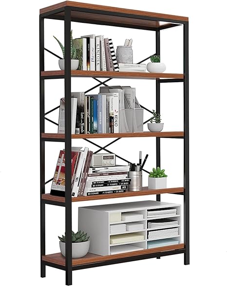 5-Tier Industrial Bookshelf